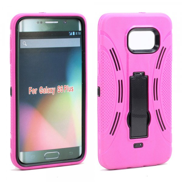 Wholesale Samsung Galaxy S6 Edge Plus Armor Hybrid Stand Case (Hot Pink)